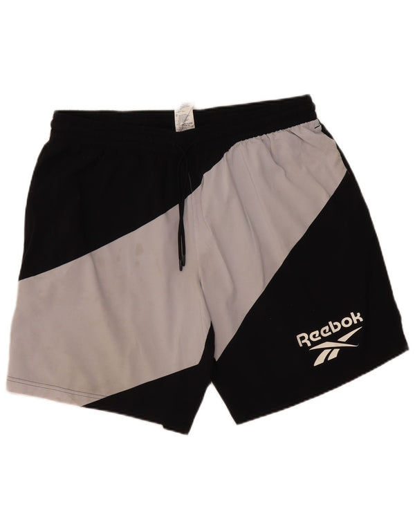 Reebok Herre grafiske sportsshorts XL Sort Colourblock Polyester