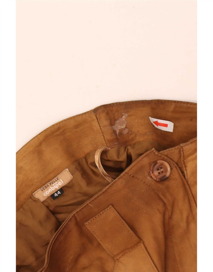 Conbipel Dame Lige Ruskindsbukser IT 44 Medium W28 L29 Beige Læder