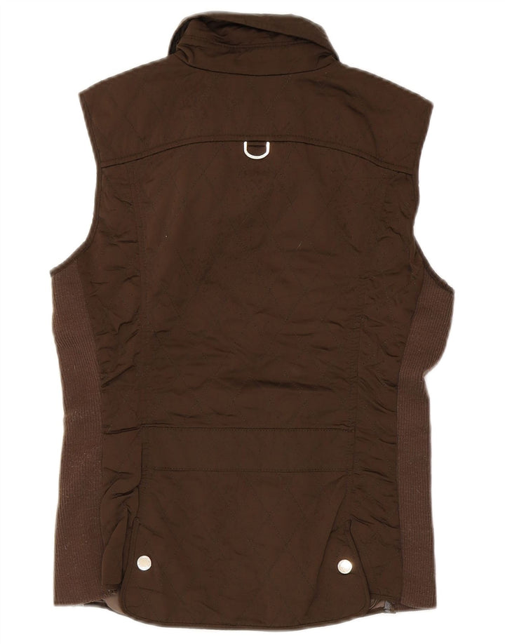 Massimo Dutti Dame Quiltet Gilet UK 12 Medium Brun Polyester