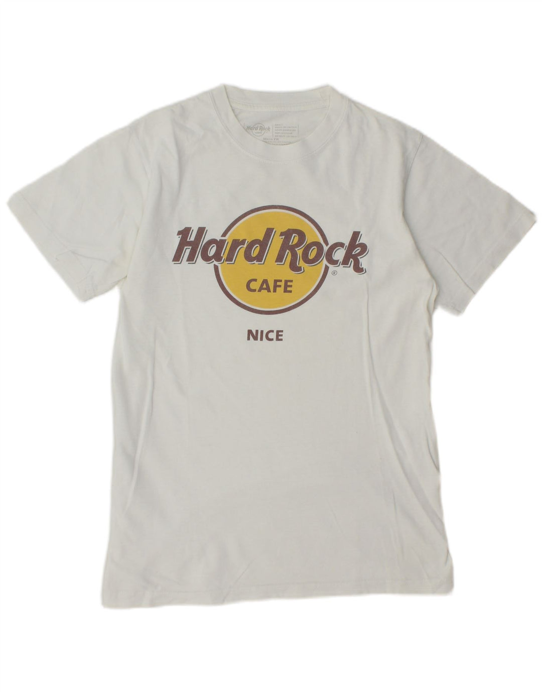 Hard Rock Cafe Herre Flot Grafisk T-Shirt Top Lille Hvid Bomuld