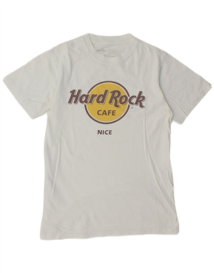 Hard Rock Cafe Herre Flot Grafisk T-Shirt Top Lille Hvid Bomuld