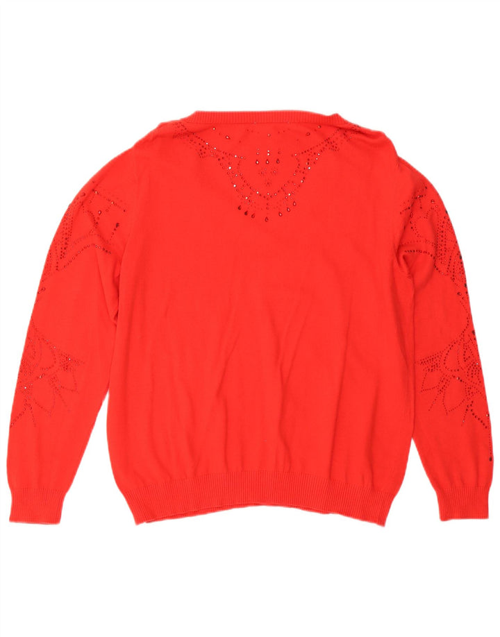 Desigual Dame Oversized V-hals sweater UK 10 Lille Rød