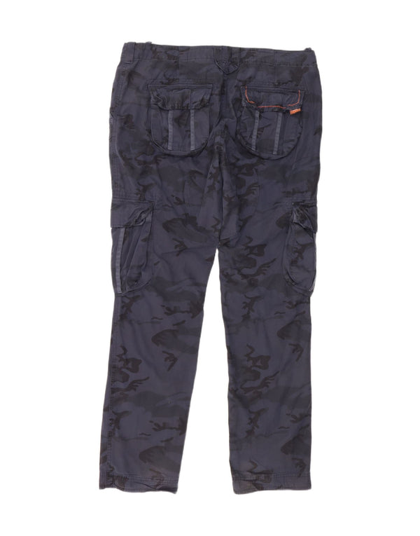 Superdry Herre tilspidsede Cargo Bukser Large W40 L34 Navy Blue Camouflage