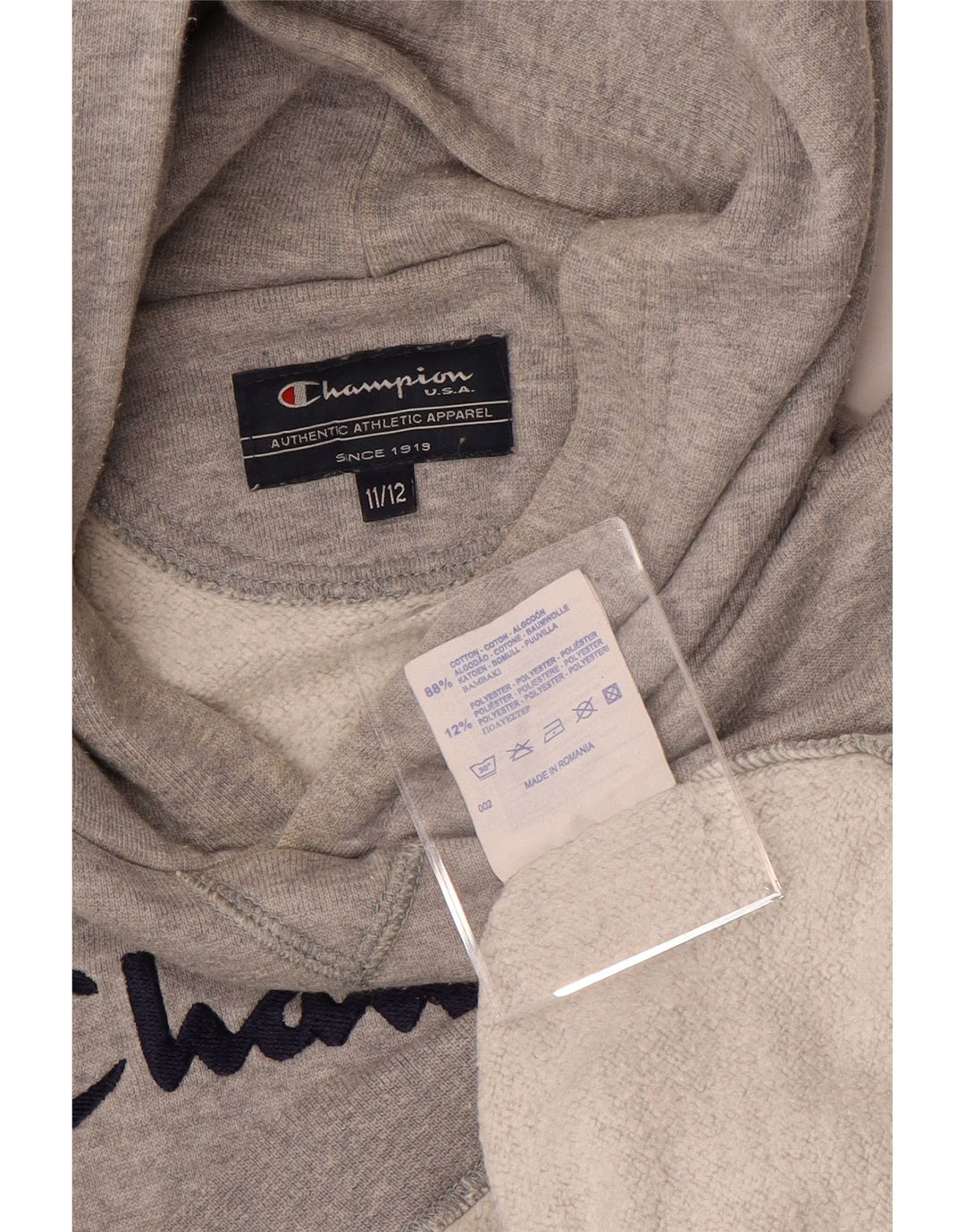 CHAMPION Grafisk hættetrøje til drenge 11-12 år Grå bomuld