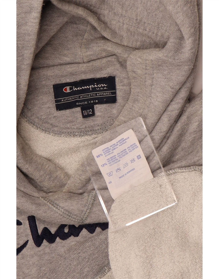CHAMPION Grafisk hættetrøje til drenge 11-12 år Grå bomuld