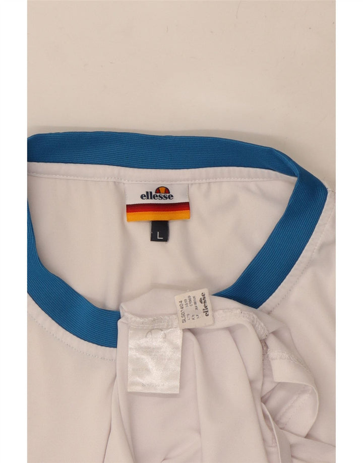 ELLESSE Herre Grafisk T-Shirt Top Stor Hvid Polyester