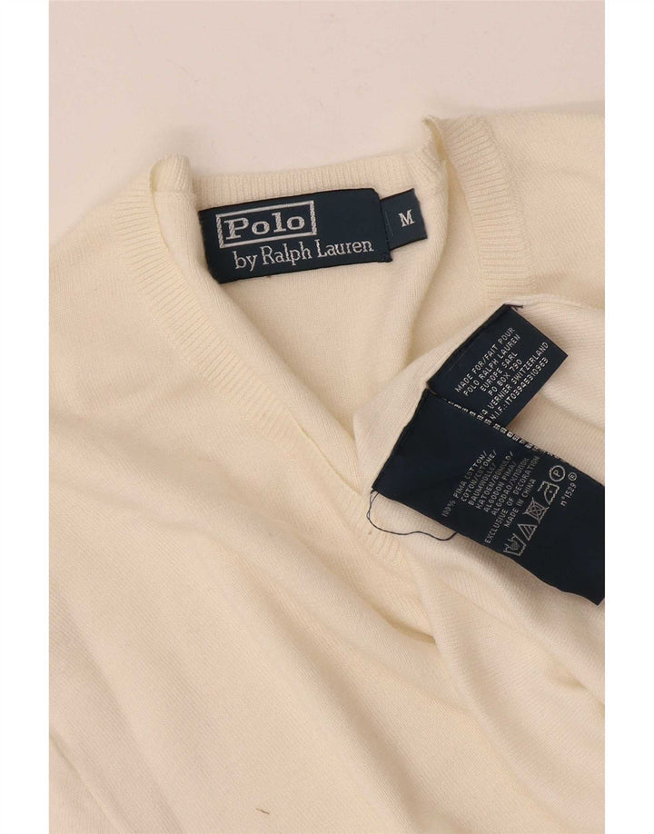 Polo Ralph Lauren Herre V-hals sweater Medium hvid bomuld