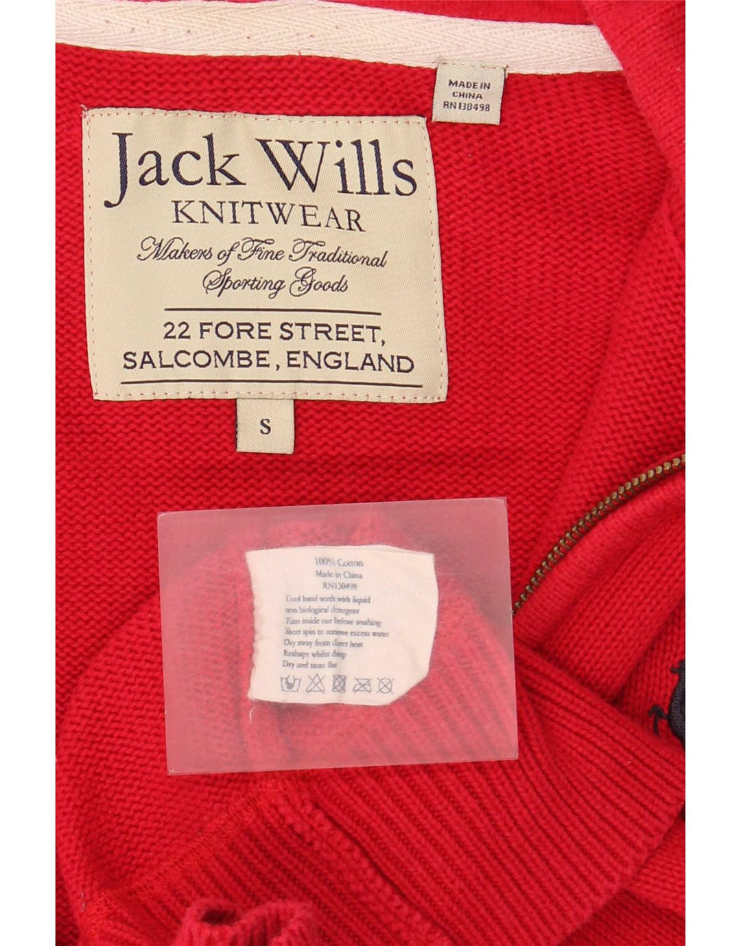 Jack Wills Herre hætte cardigan sweater lille rød bomuld