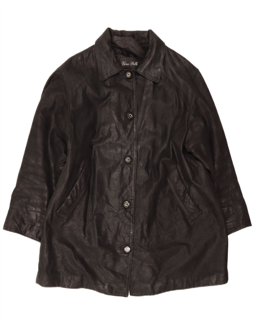 Vintage oversized læderfrakke til kvinder IT 46 Large Black