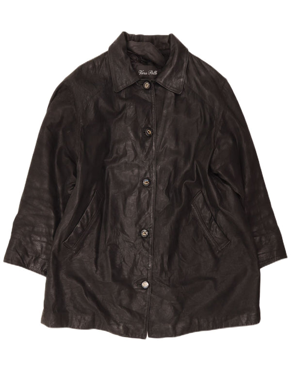 Vintage oversized læderfrakke til kvinder IT 46 Large Black
