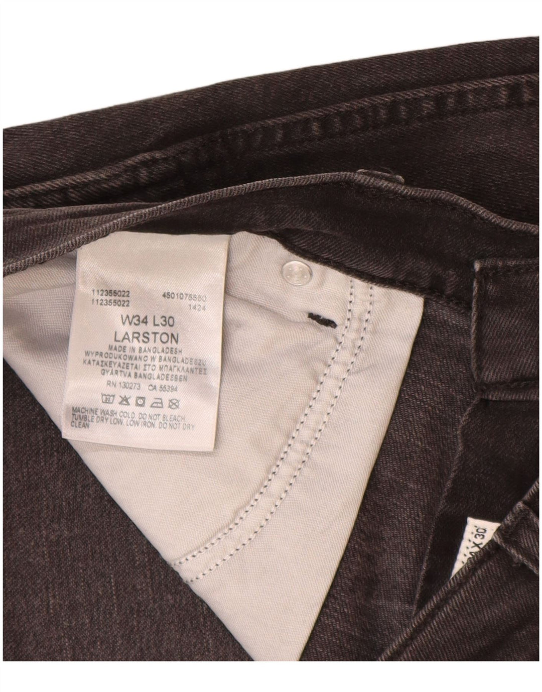 WRANGLER Herre Larston Slim Jeans W34 L30 Grå Bomuld