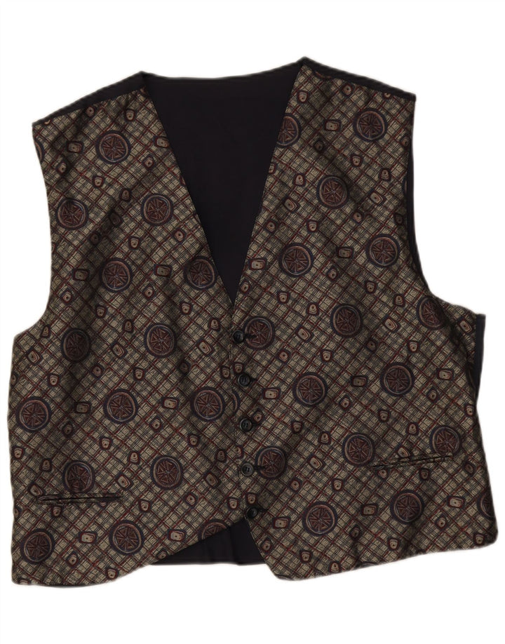 Vintage herre abstrakt mønster vest, stor grå retro