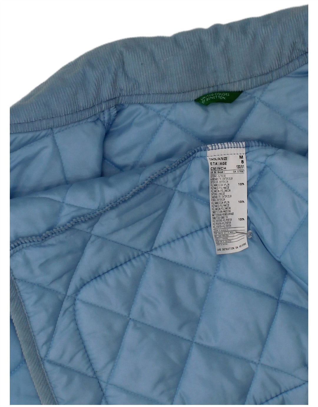 Benetton Boys Quiltet jakke 7-8 år Medium Blue Nylon