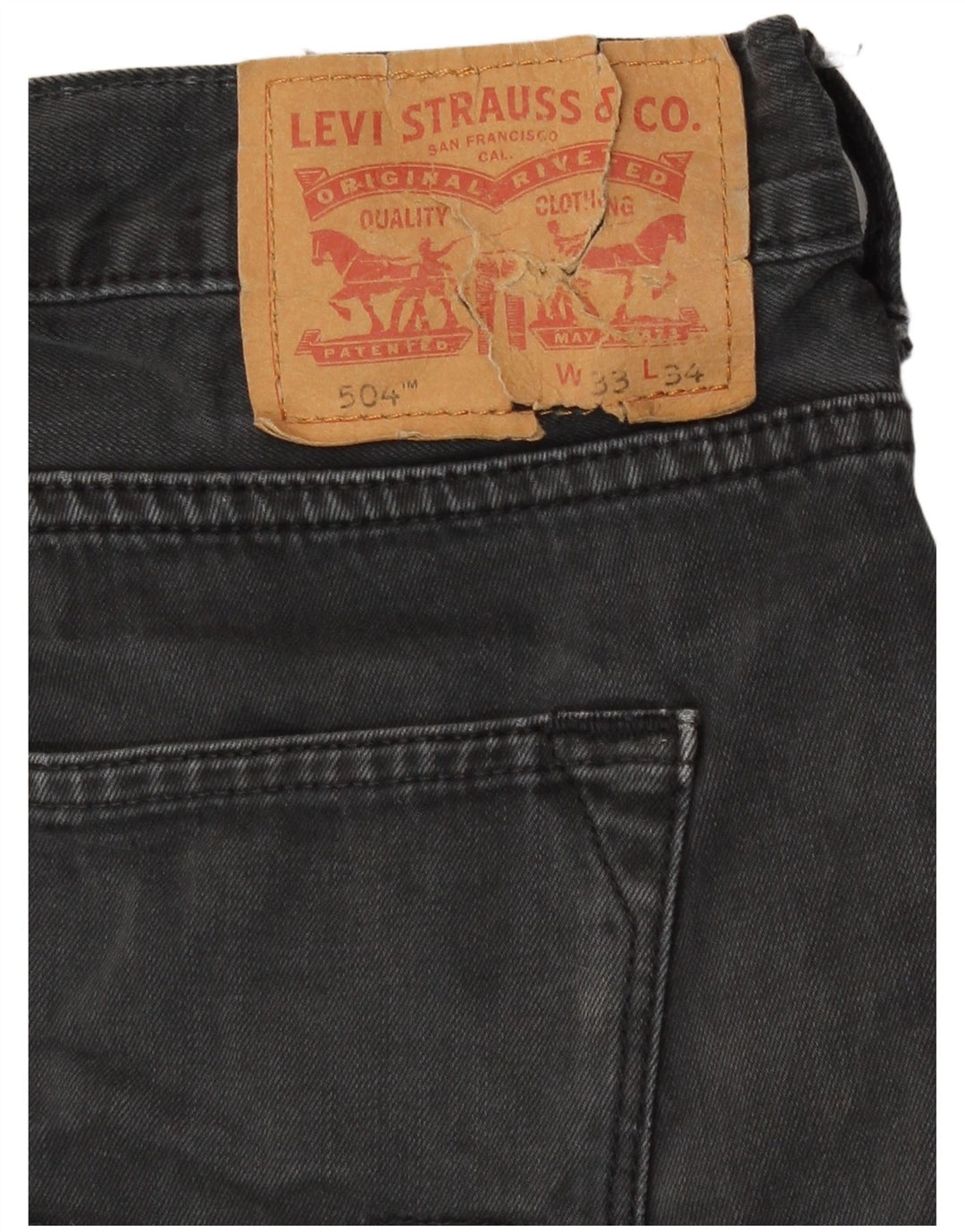 Levi's Herre 504 Straight Jeans W33 L34 Grå Bomuld