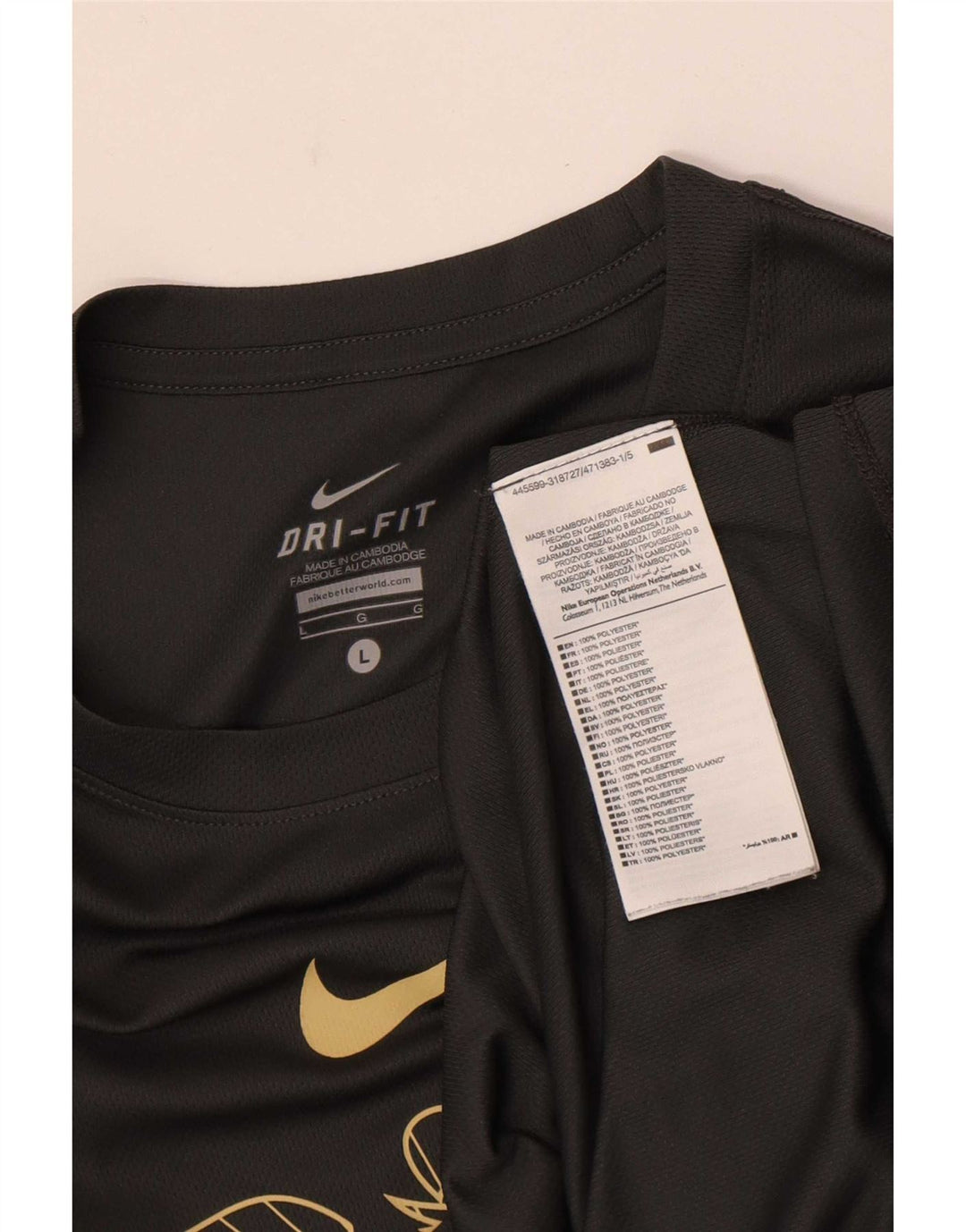 Nike Herre Dri Fit Grafisk T-Shirt Top Stor Grå Polyester