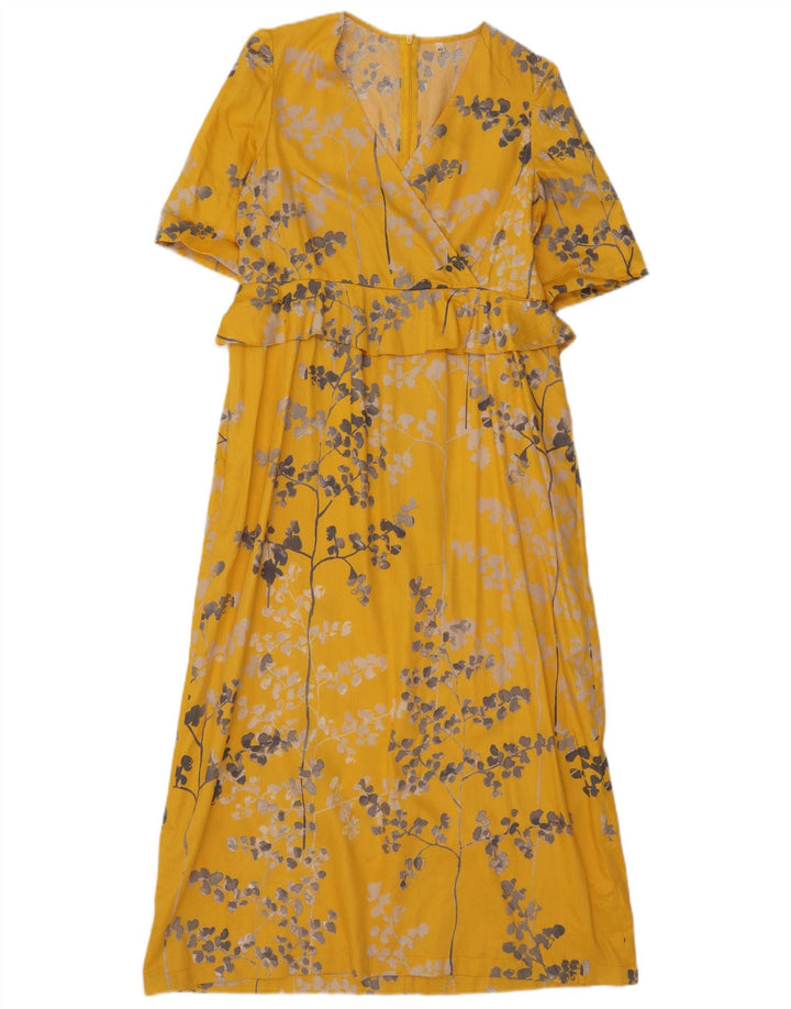 Vintage Dame Maxi Kjole IT 44 Medium Yellow Floral