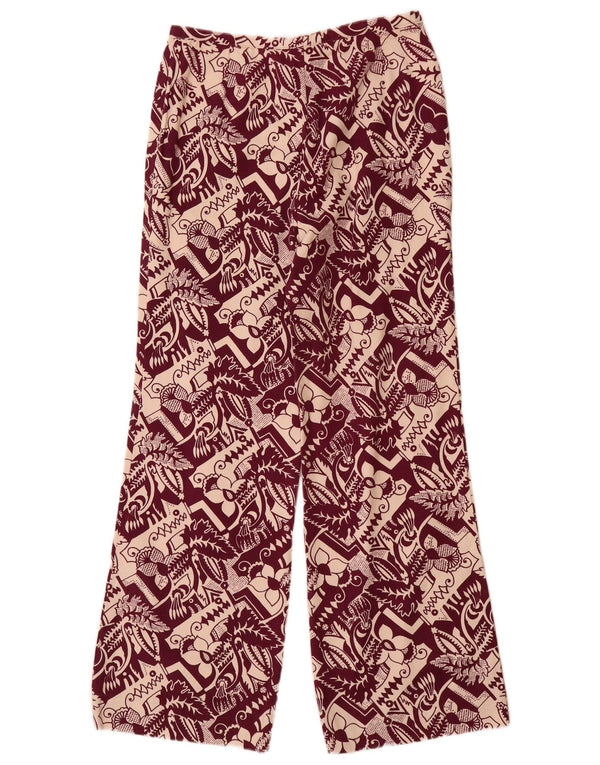 Michelle Womens Casual Trousers IT 46 Large W28 L29 Burgundy Floral
