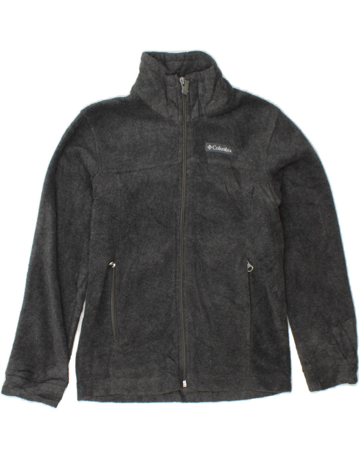 COLUMBIA Boys Fleece Jacket 7-8 Years Small Grey Polyester Vintage Columbia and Second-Hand Columbia from Messina Hembry 