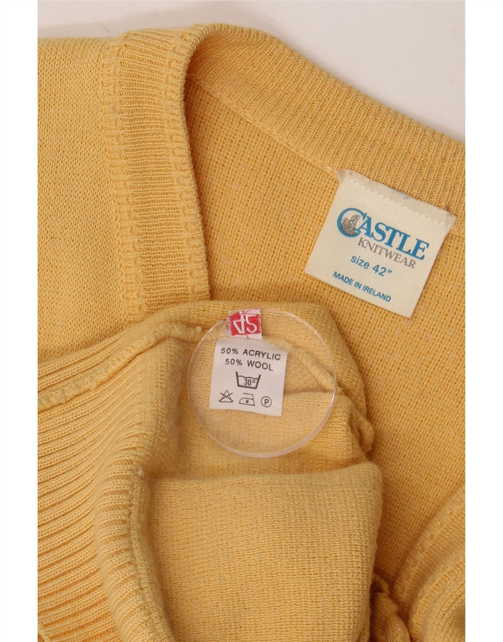 CASTLE Dame Cardigan Sweater EU 42 Stor Gul Akryl