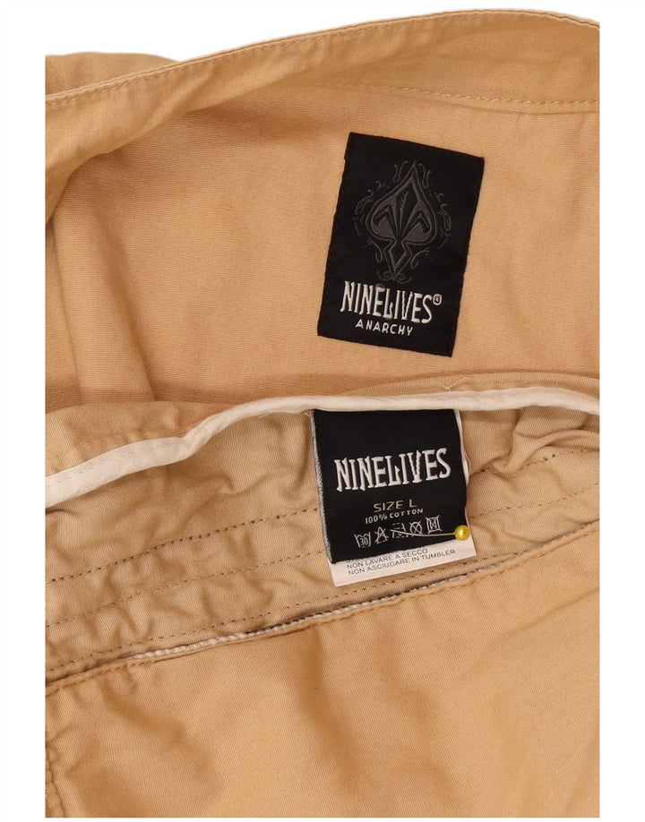 Nine Lives Anarchy Herre Bomber Jacket UK 40 Large Beige Colourblock Cotton