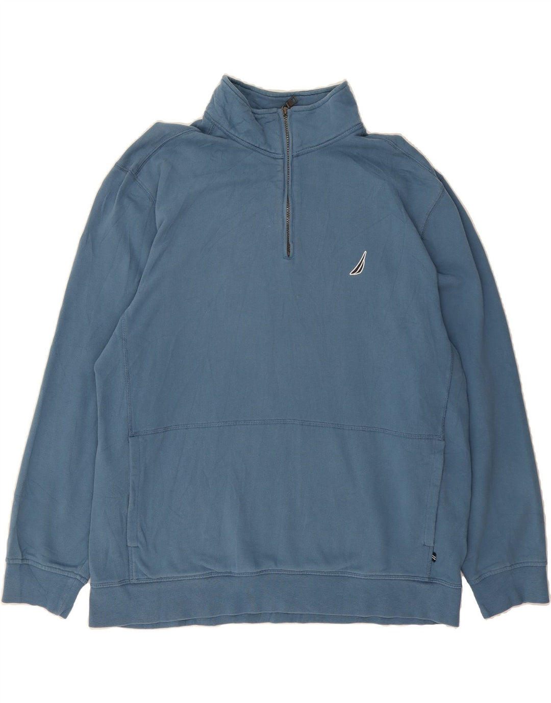 NAUTICA Mens Zip Neck Sweatshirt Jumper 2XL Blue Cotton Vintage Nautica and Second-Hand Nautica from Messina Hembry 