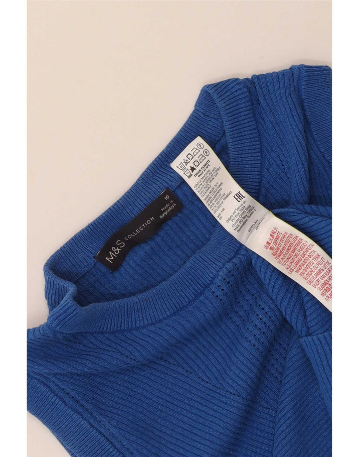 Marks & Spencer Dame Crop Vest Top UK 10 Small Blue Viscose