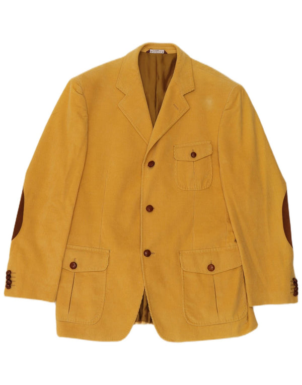 Vintage herre 3-knaps fløjlsbukser blazerjakke IT 52 XL Gul Colourblock
