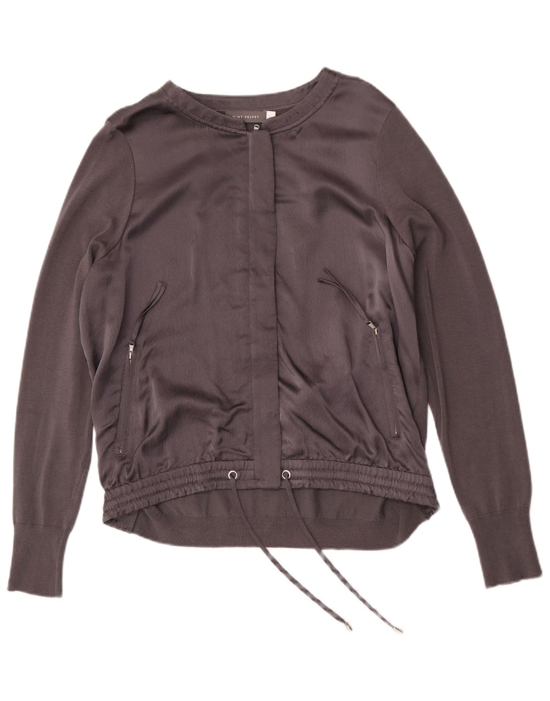 MINT VELVET Dame træningsdragt Topjakke UK 12 Medium Grå Silke