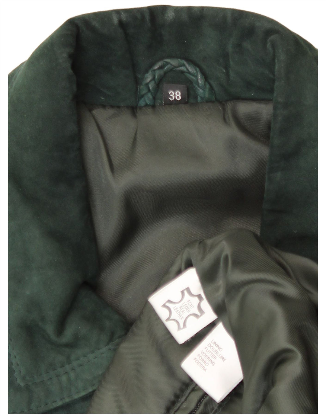 Vintage Dame Loose Fit Ruskind Windbreaker Coat EU 38 Medium Green Læder