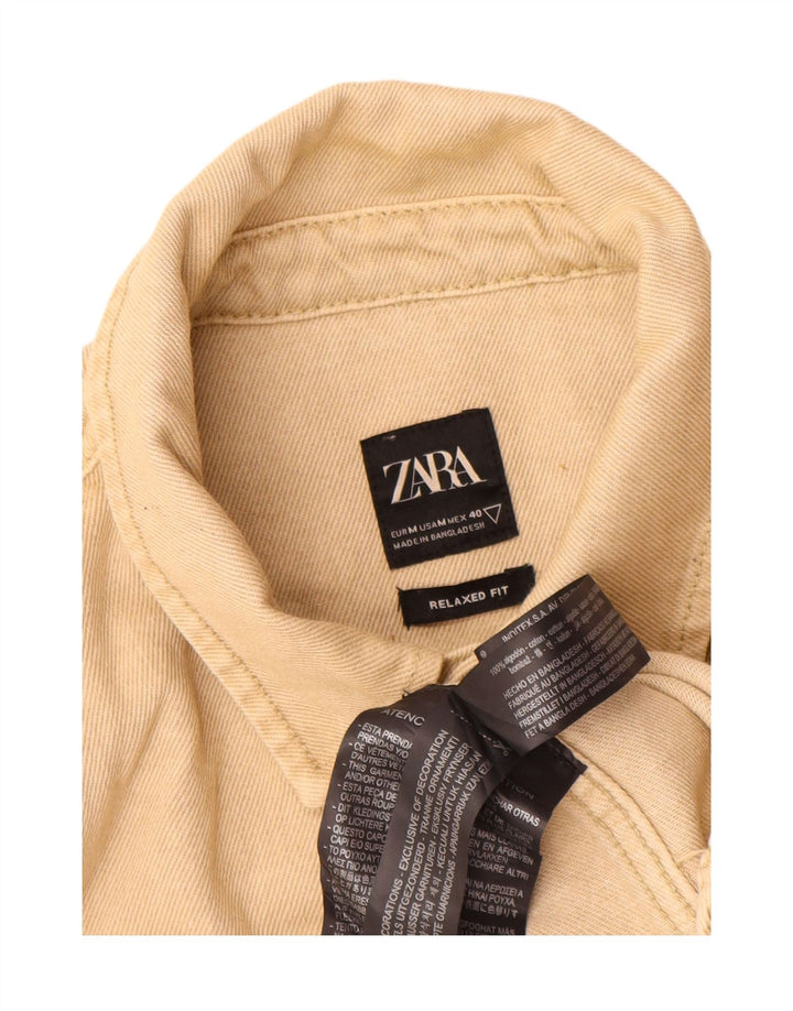 Zara Herre Relaxed Fit Denimskjorte Medium Beige Bomuld
