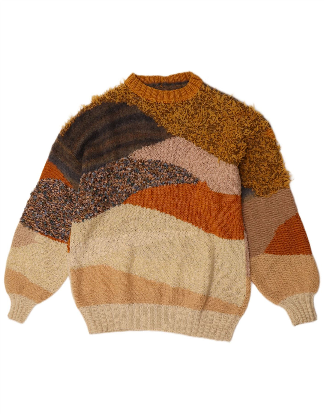 Vintage Dame Crew Neck Jumper Sweater UK 16 Large Multicolor