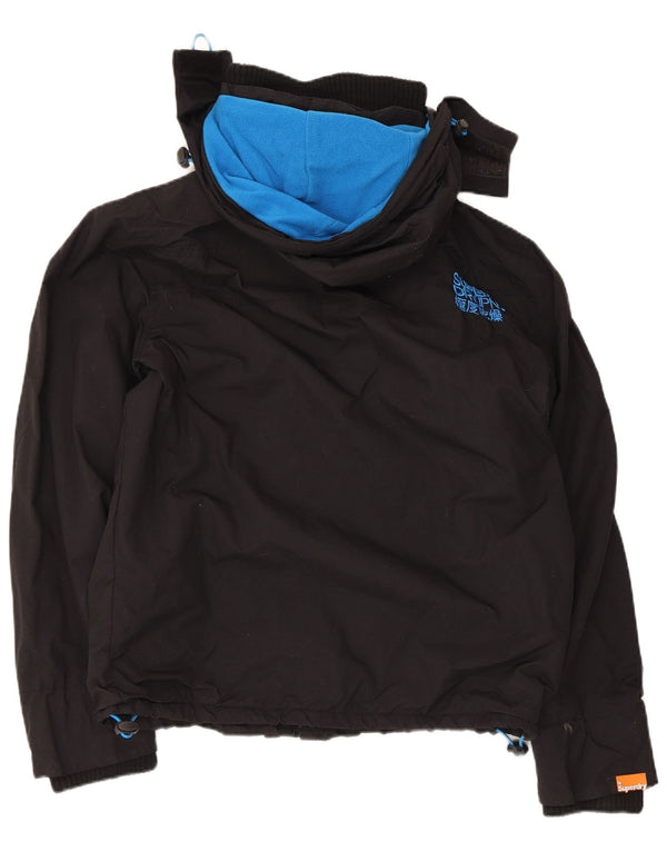 Superdry Womens The Windcheater Hooded Windbreaker Jacket UK 18 XL Sort