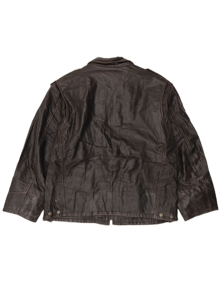 Bikers Herre Læder Biker Jacket IT 52 XL Brun Læder