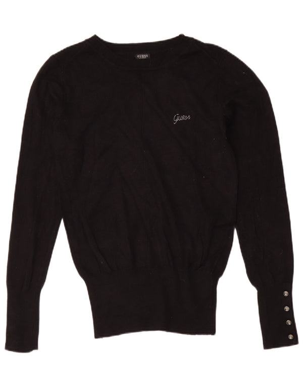 Guess Dame Boat Neck Jumper Sweater UK 4 XS Sort Viscose