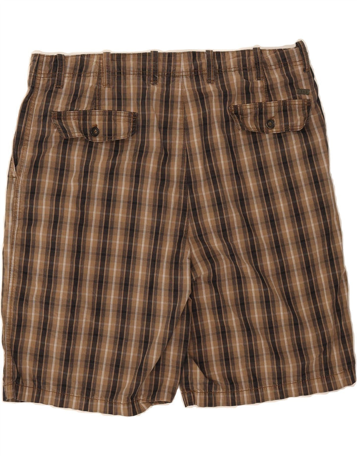 IZOD Mens Chino Shorts W40 XL Brown Check Cotton Vintage Izod and Second-Hand Izod from Messina Hembry 