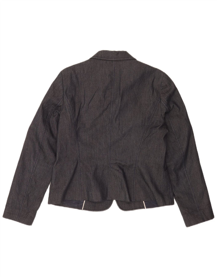 Zara Dame 1 Knap Blazer Jacket UK 18 XL Marineblå Bomuld