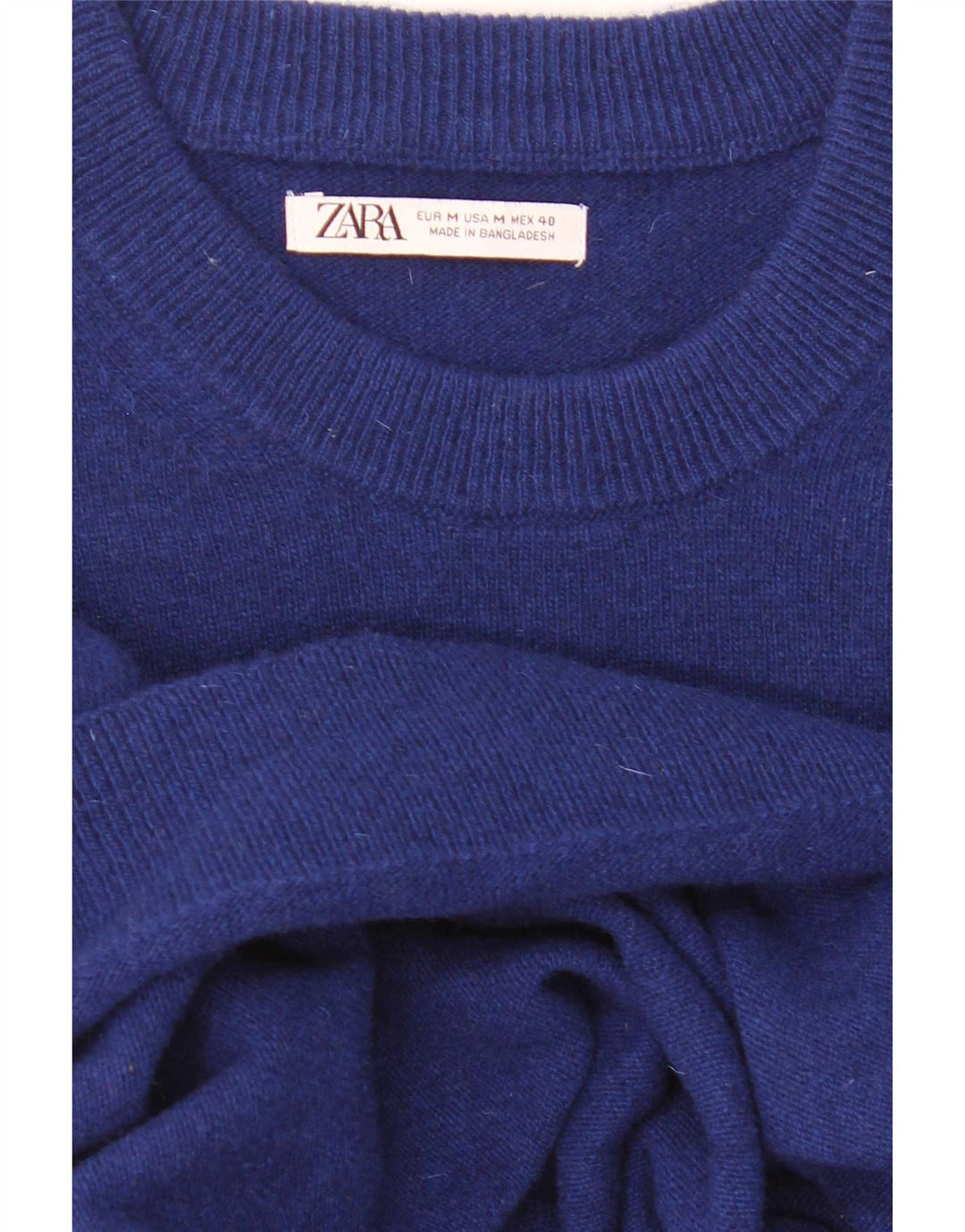 Zara Herre sweater med rund hals, mellemblå