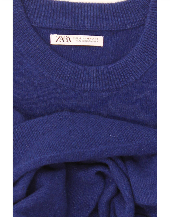 Zara Herre sweater med rund hals, mellemblå