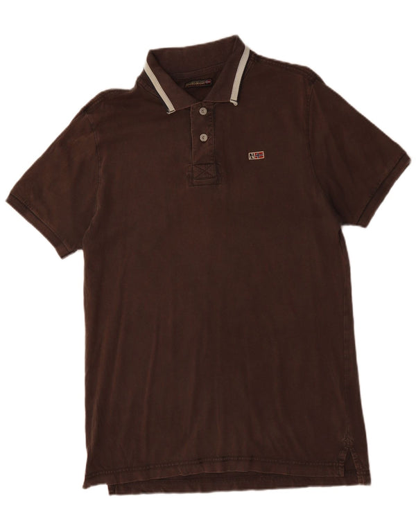 NAPAPIJRI Mens Polo Shirt Large Brown Cotton
