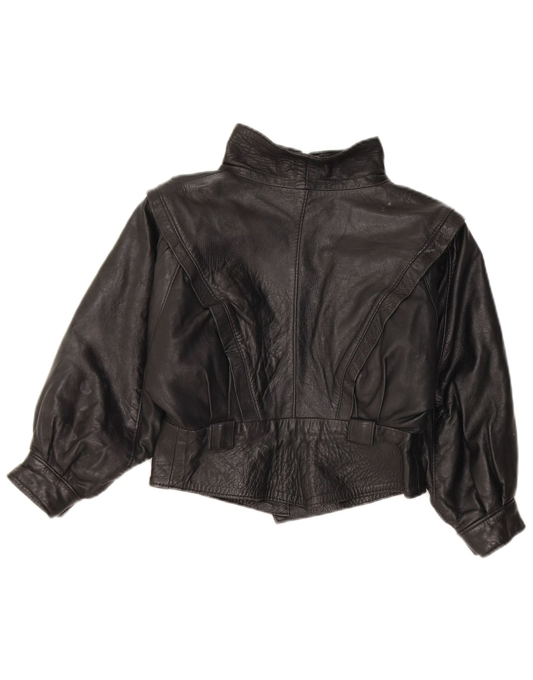 Vintage Pige Læderjakke 7-8 År Medium Sort Læder