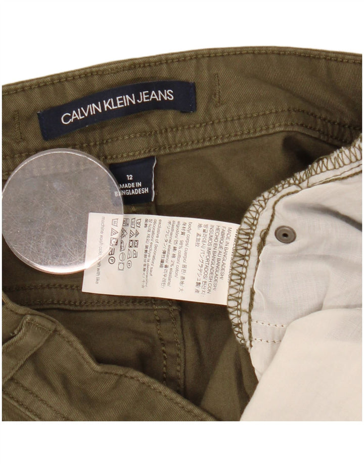 CALVIN KLEIN koniske cropped bukser til kvinder US 12 Large W34 L26 Khaki