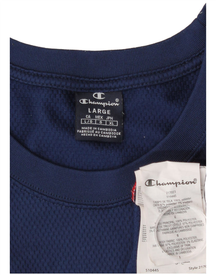 Champion Herre Grafisk Vest Top Large Navy Blue Colourblock Polyester