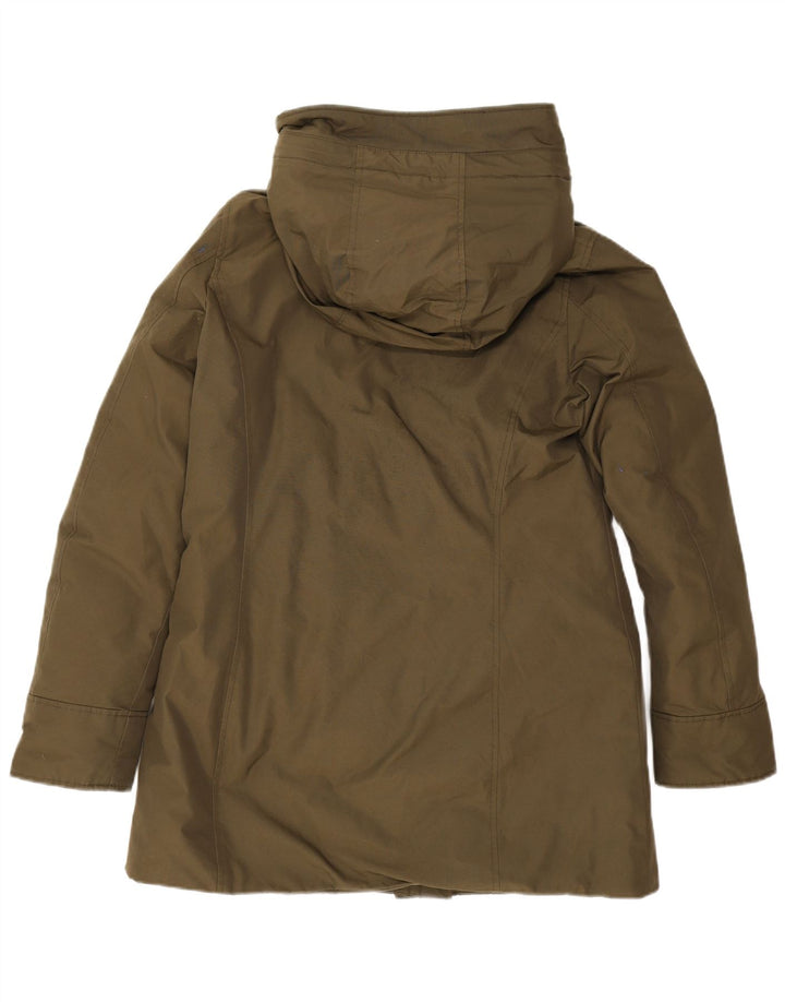 Woolrich Dame Hooded Parka Jacket UK 14 Medium Khaki Cotton