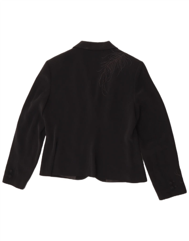 Laura Ashley Dame 1 Knap Blazer Jacket UK 16 Large Black Floral