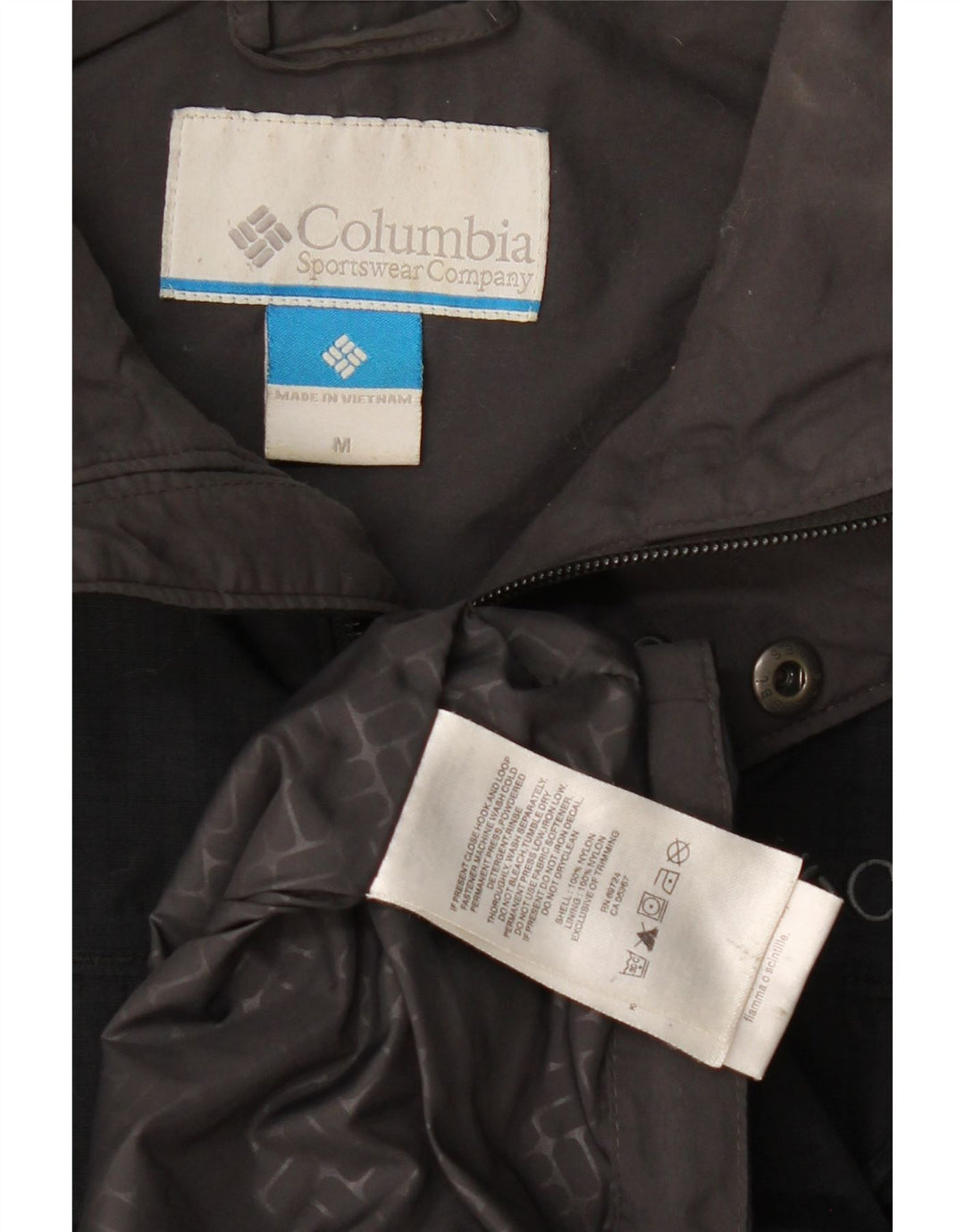 Columbia Herre Hooded Windbreaker Jacket UK 38 Medium Sort Nylon