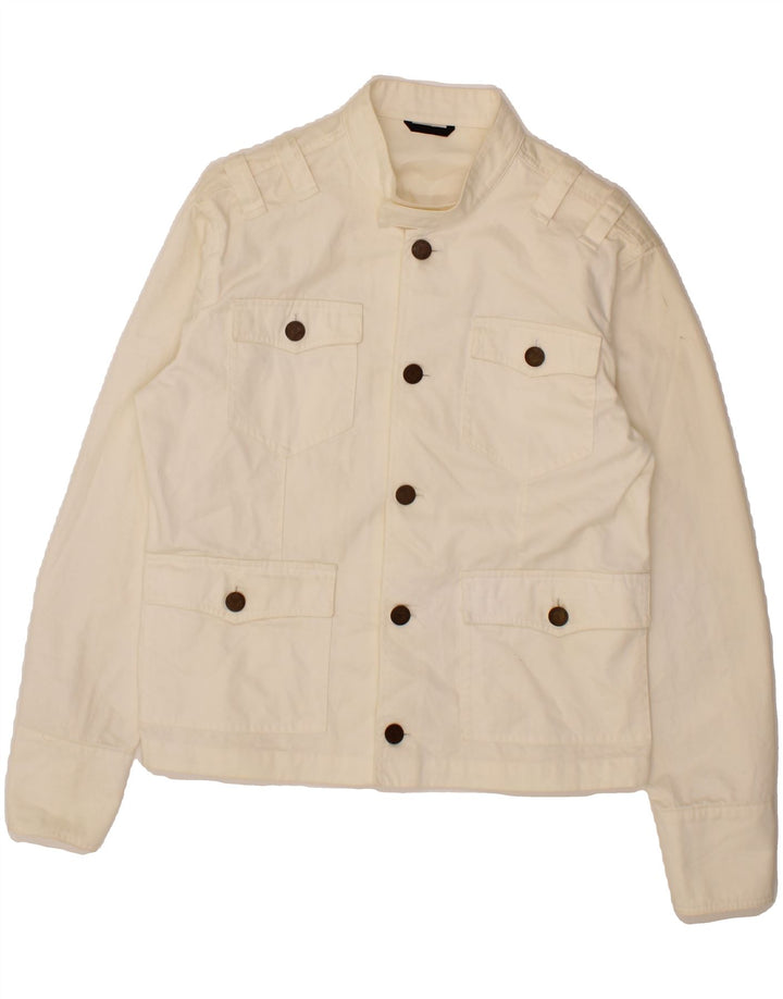 DANIELE ALESSANDRINI Mens Bomber Jacket IT 50 Large Off White Cotton Vintage Daniele Alessandrini and Second-Hand Daniele Alessandrini from Messina Hembry 