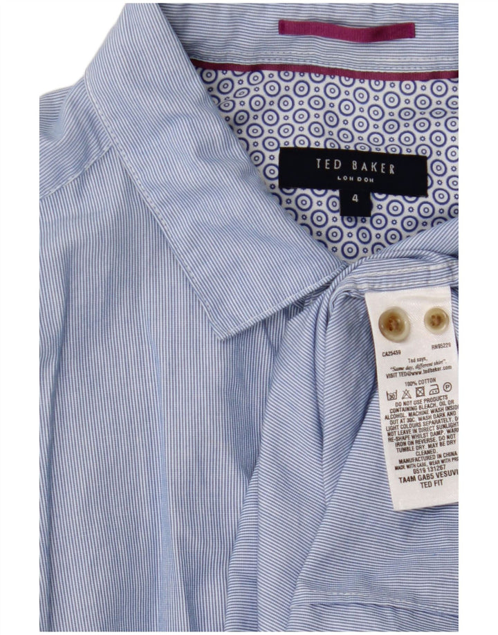 TED BAKER Herreskjorte str. 4 Large Blue Pinstripe Cotton