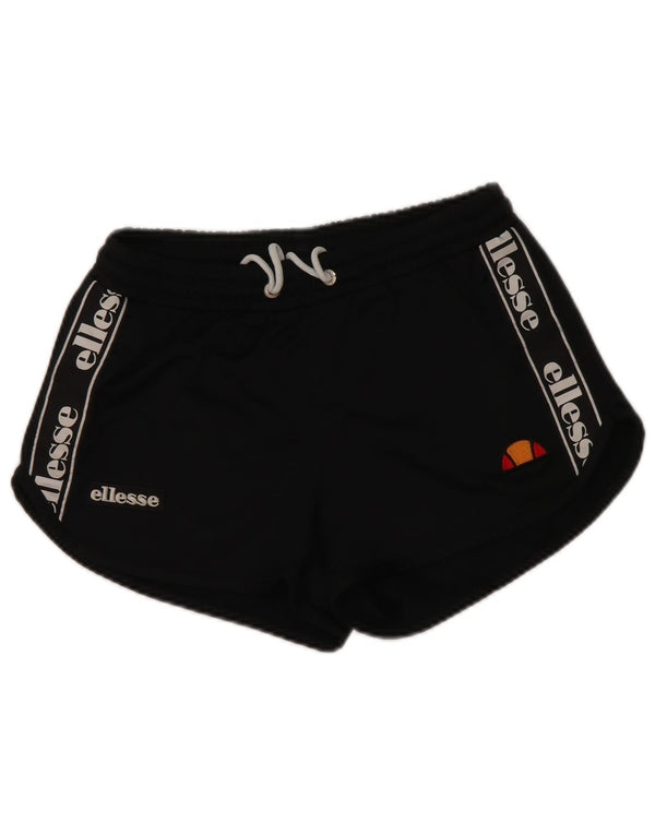 Ellesse Womens Graphic Sports Shorts UK 8 Small Black Polyester