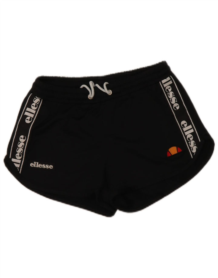 Ellesse Womens Graphic Sports Shorts UK 8 Small Black Polyester