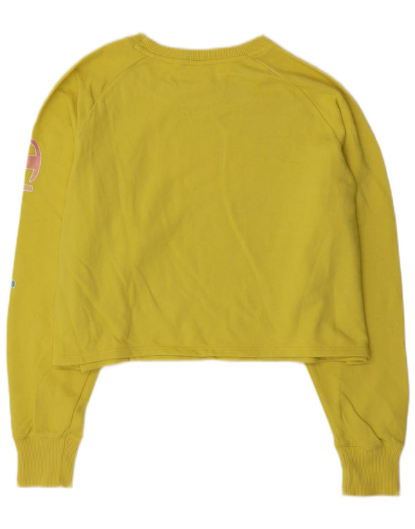 Champion Womens Crop Graphic Loose Fit Sweatshirt Jumper UK 16 Large Yellow